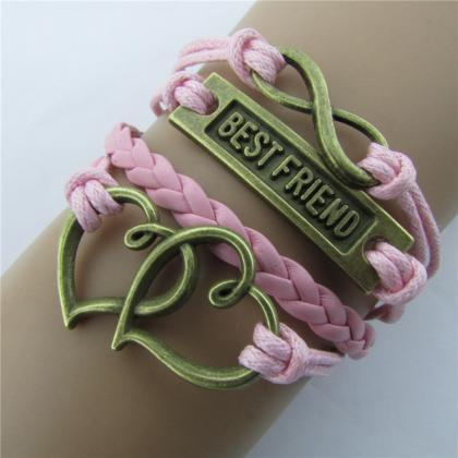 Double Heart Eight Wax String Fashion Bracelet