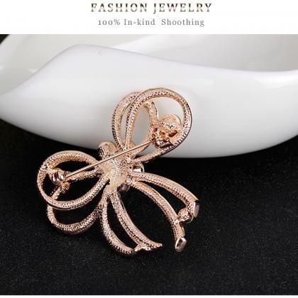 Korean Fashion Fresh Diamond Bow Brooch
