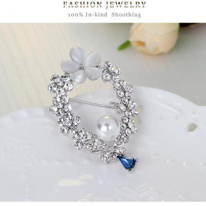 Korean Fashion Pendant Pearl Diamond Brooch