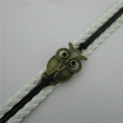 Retro Owl Multiple Leather Cord Bracelet