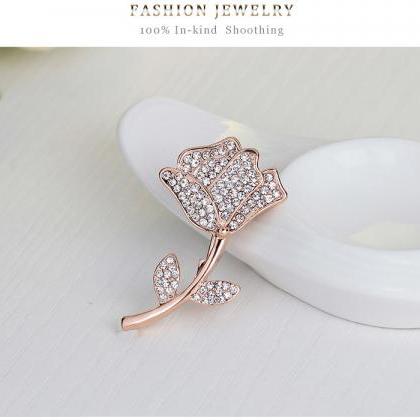 Fashion Fresh Rose Diamond Brooch
