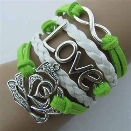 Rose Love 8 Leather Cord Bracelet
