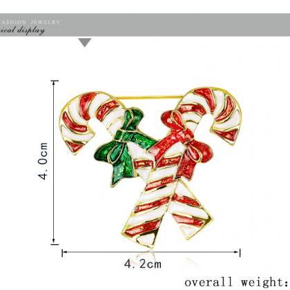 High Quality Christmas Candy Cane Brooch