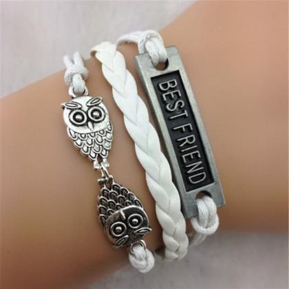 Owl Bestfriend Wax String Fashion Bracelet