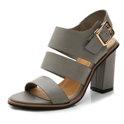 Roman Style High-heeled Pu Buckle Sandals