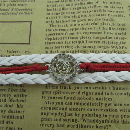 Beautiful Crystal Rose Woven Bracelet