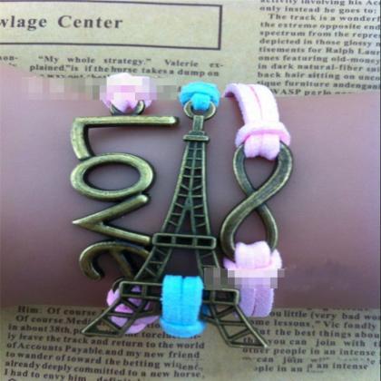 Eiffel Tower Love Wax String Woven Bracelet