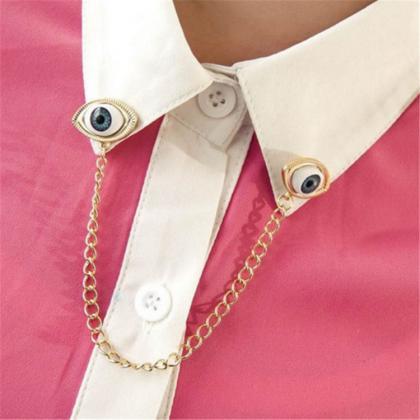 The Eyes Of Metal Collar Chain Alloy Brooch
