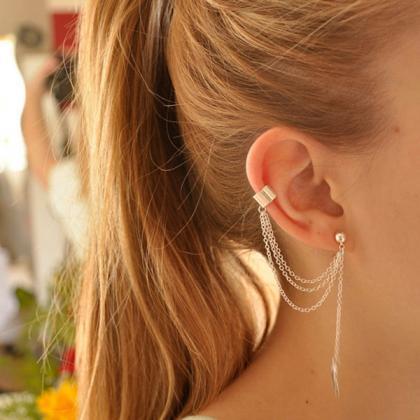 Personality Leaves Tassel Earrings