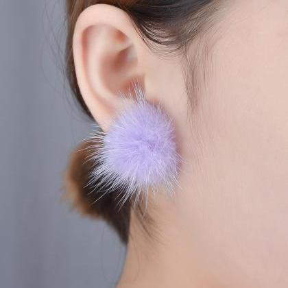 Sweet Furry Ball Women's Earrings