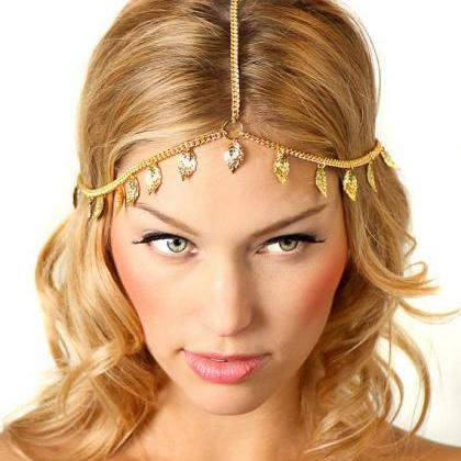 Beautiful Leaves Tassel Chain Hair Accessories