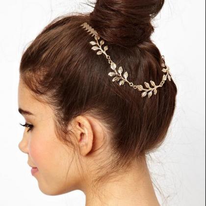 Golden Leaves Dual Hair Comb Hair Accessory