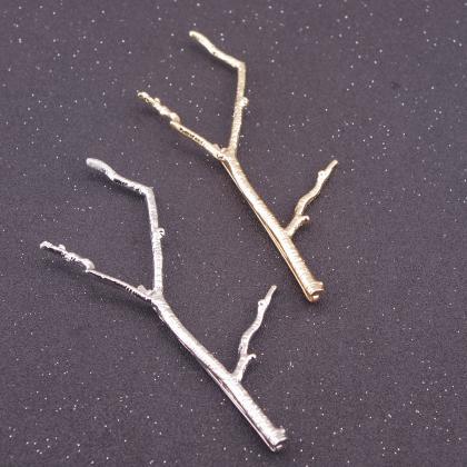 Minimalist Geometric Tree Twig Hair Clip - Gold /..