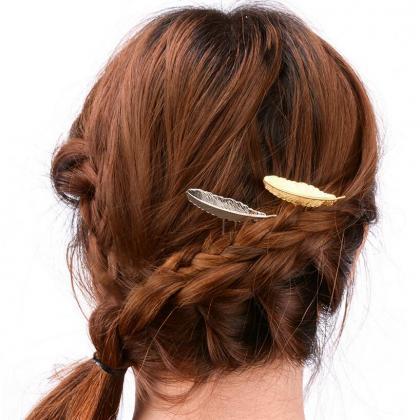 Manual Copper Feather Hair Clips