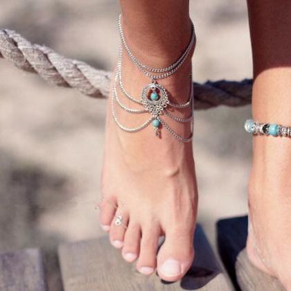 National Style Hollow Out Droplets Anklet