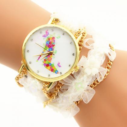 Lace Flower Chain Strap Watch