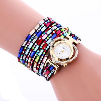 Color Crystal Heart Watch