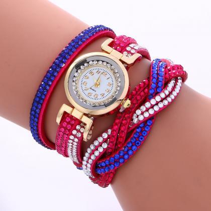 Double Color Twist Colorful Crystal Watch