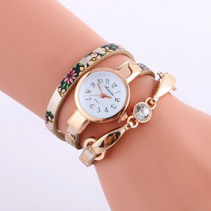 Classic Small Dial Print Crystal Watch