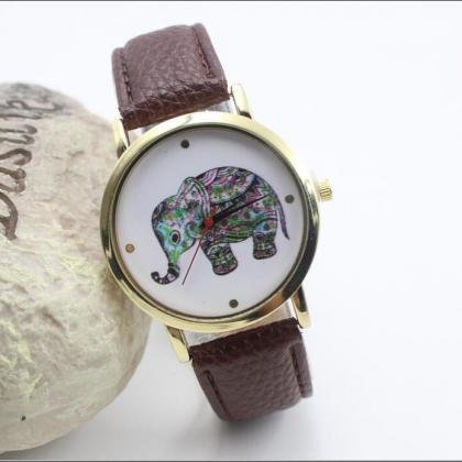 Colorful Elephant Leather Quartz Watch