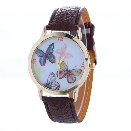 Style Butterfly Leather Watch