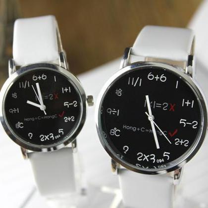 Fashion Big Dial Couple Leather Watch