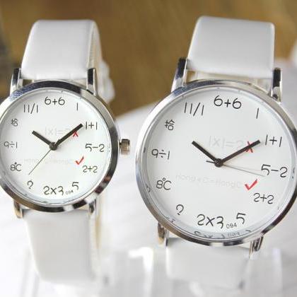 Fashion Big Dial Couple Leather Watch