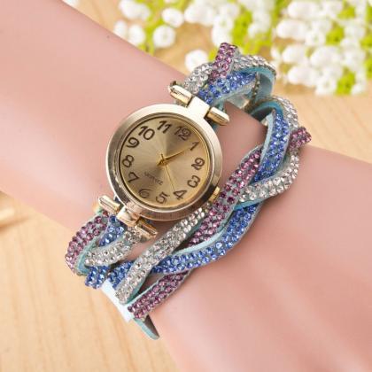 Beautiful Crystal Woven Bracelet Watch