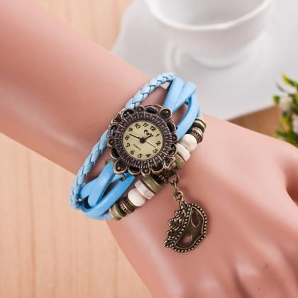 Retro Mask Handmade Woven Bracelet Watch