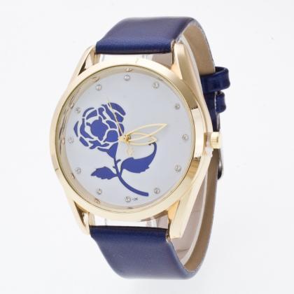 3d Rose Crystal Casual Watch