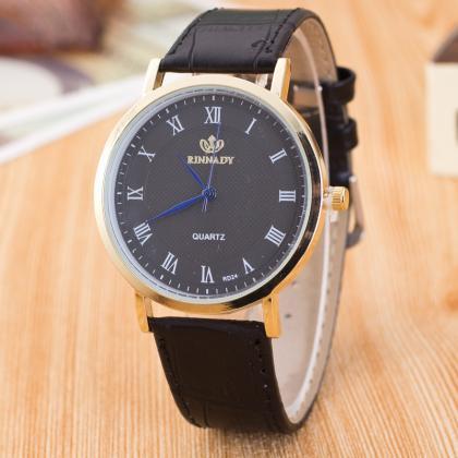 Roman Number Casual Leather Watch