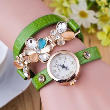 Plum Blossom Crystal Bracelet Watch