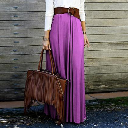 Simple Fashion Pure Color Long Skirt