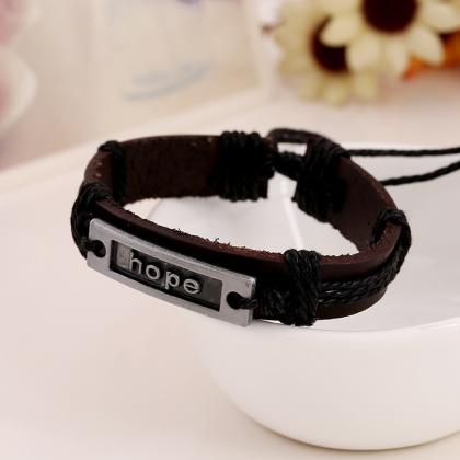 Hope Woven Leather Bracelet
