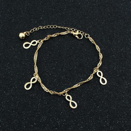 Infinity Charms Chain Anklet In Gold, Jewelry