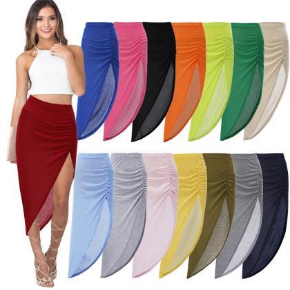 Fashion Pure Color Irregular Sexy Skirts