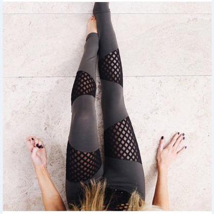 Black Yoga Mesh Matching Slim Legging