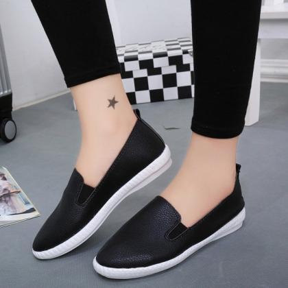 Faux Leather Slip-on Loafers