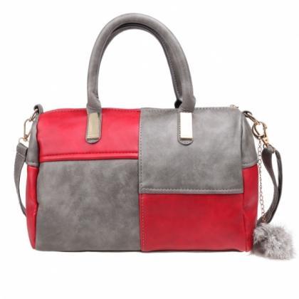 Women Fashion Synthetic Leather Handbag Patchwork..
