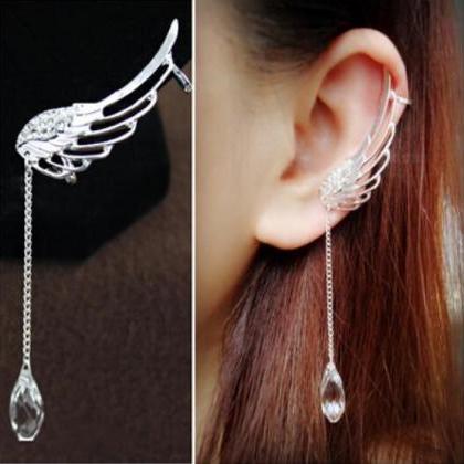 Crystal Angel's Wings Tassel Earring