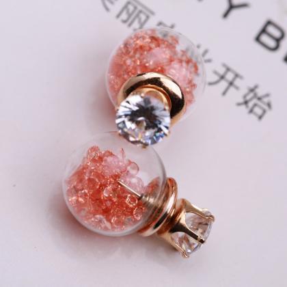 Color Quicksand Zircon Crystal Ball Earring