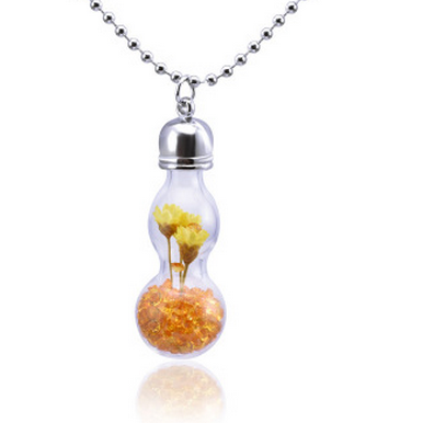 Hollow Glass Flower Colorful Gourd Pendant..