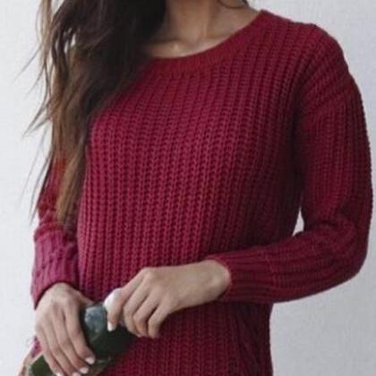 Leisure Hollow-out Round Neck Sweater