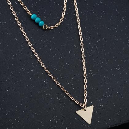 Three A Simple Triangle Double Turquoise Necklace