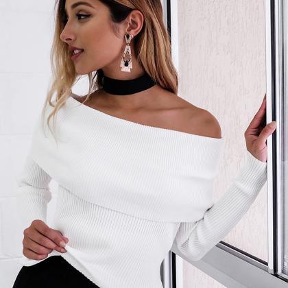 Off-the-shoulder Knit Sweater