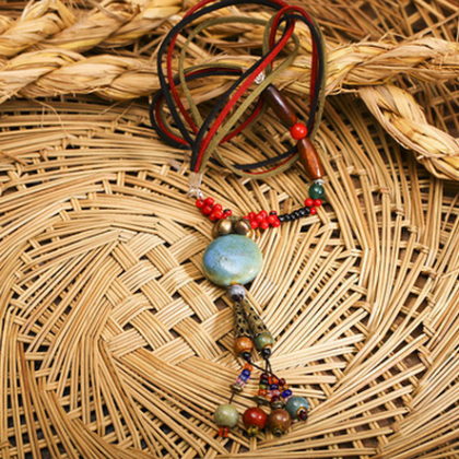 Chinese Wind Ceramic Long Necklace