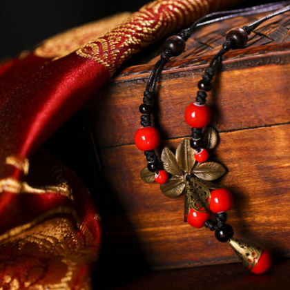 Jingdezhen Folk Wind Ceramic Long Necklace