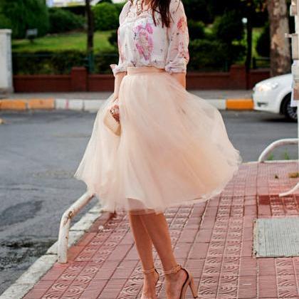 Gorgeous Multi-layer Pure Color A-line Tulle Skirt