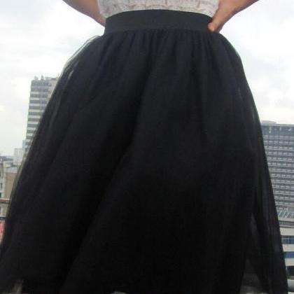 Sweet 7 Layers Pleated Flared Veil Skirt
