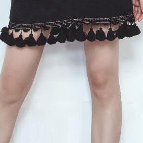 Black Corduroy High Rise A-line Short Skirt..